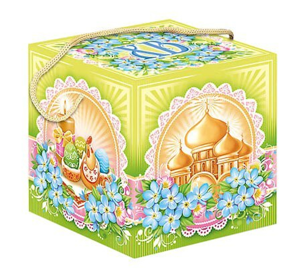 Коробка для кулича с веревочной ручкой, 120х120х130 мм, 50 штук