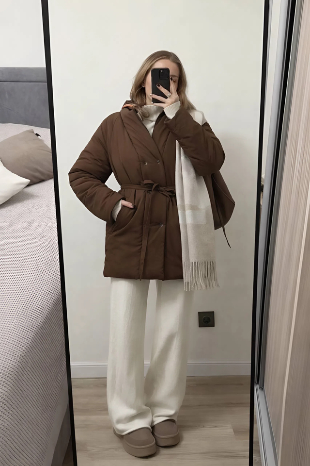 Куртка женская демисезонная " Кимоно Офис" коричневый