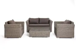 "Капучино сингл" лаунж-зона из искусственного ротанга (гиацинт), цвет серый