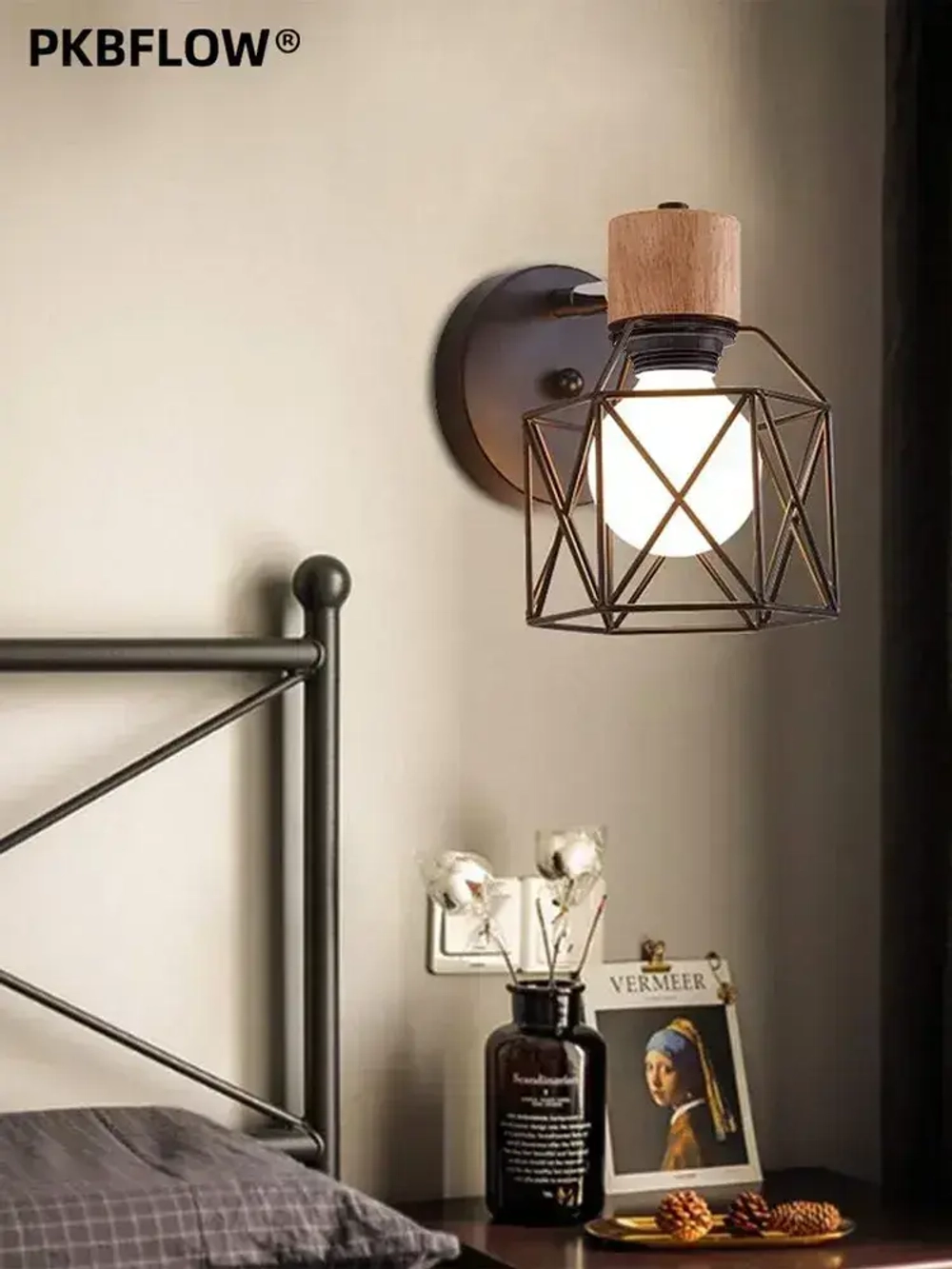 Бра настенный из натурального дерева,Настенный светильник,В комплекте без лампочек,E27