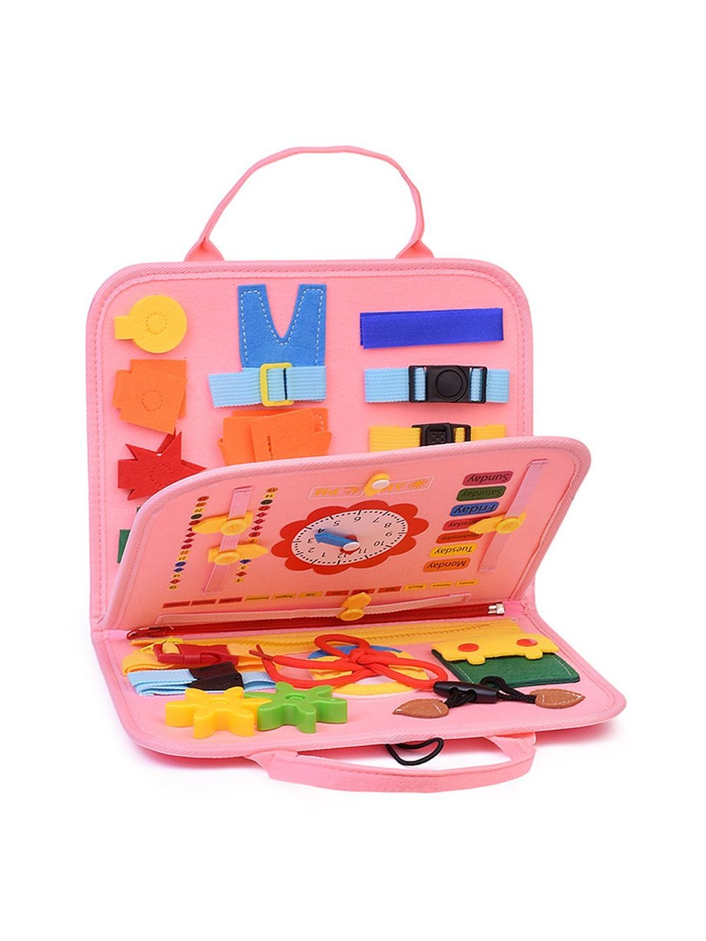 Бизиборд Развивай-ка в розовой сумочке