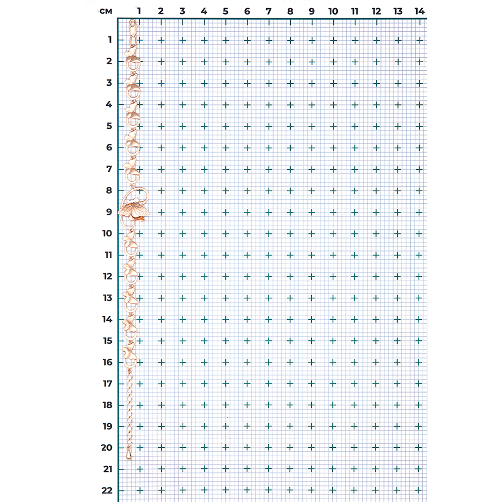 Браслет «Бабочки» из красного золота с фианитами