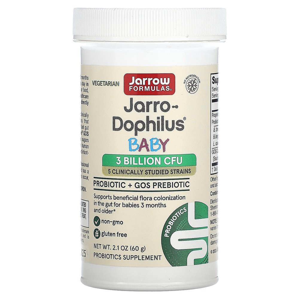 Jarrow Formulas, Jarro-Dophilus, вегетарианский пробиотик, для детей от 3 месяцев, 3 млрд КОЕ, 60 г (2,1 унции)
