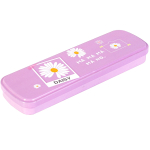 Пенал металлический 2 отделения Alingar, таблица умножения, 55 х 190 мм, "Daisy", ассорти (голуб,роз,фиолет, бирюз), цветочки