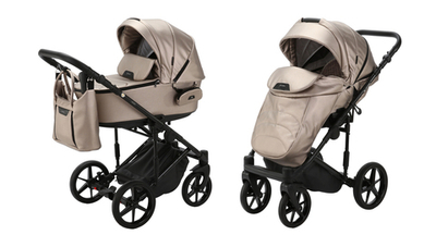 Детская универсальная коляска Adamex ZICO Deluxe Z-SM6 (2в1) - Бежевая перламутровая экокожа