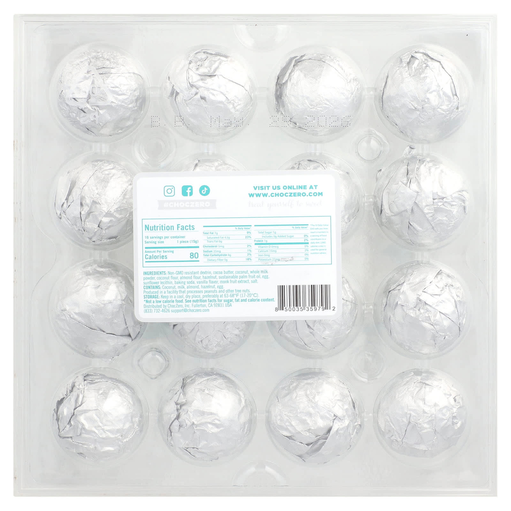 ChocZero, Королевский трюфель, белый с кокосом, 240 г (8,5 унции)