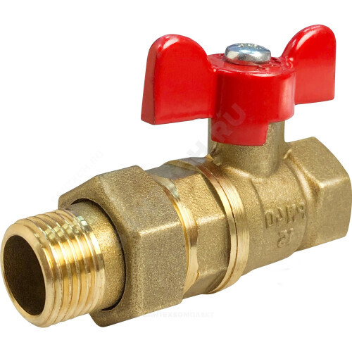 Кран шаровой латунь 11Б27фт1М Ду 32 Ру40 ВР/"американка" полнопроходной бабочка VALFEX VF.227.LB1.114