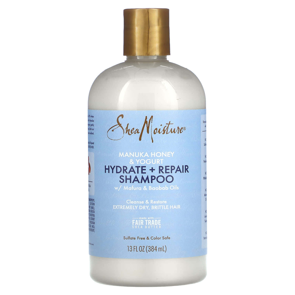 SheaMoisture, Manuka Honey & Yogurt, увлажняющий и восстанавливающий шампунь с маслами мафуры и баобаба, 384 мл (13 жидк. унц.)