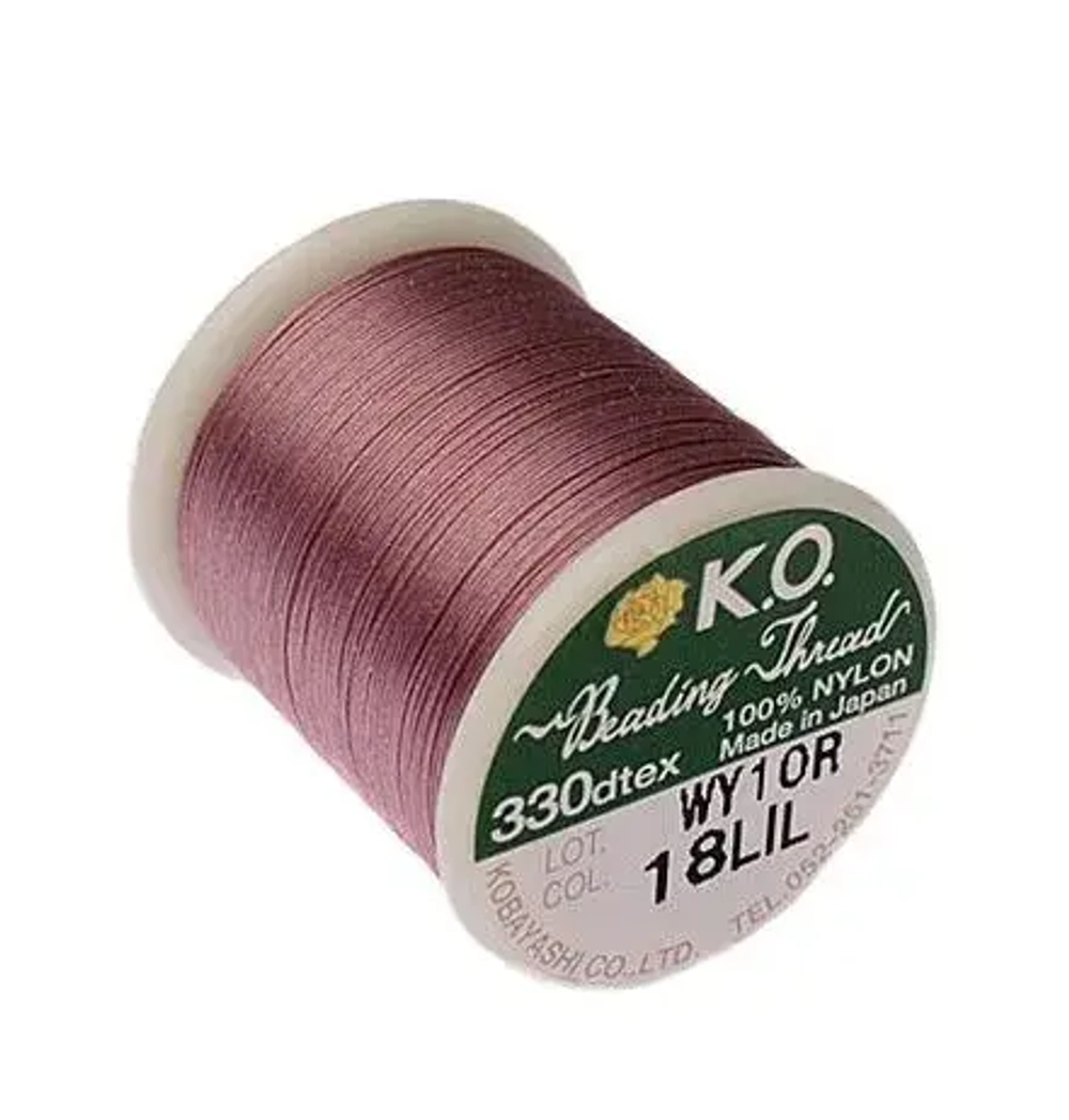 K.O. нейлоновые нити для бисероплетения, Lilac (Япония) 50 м