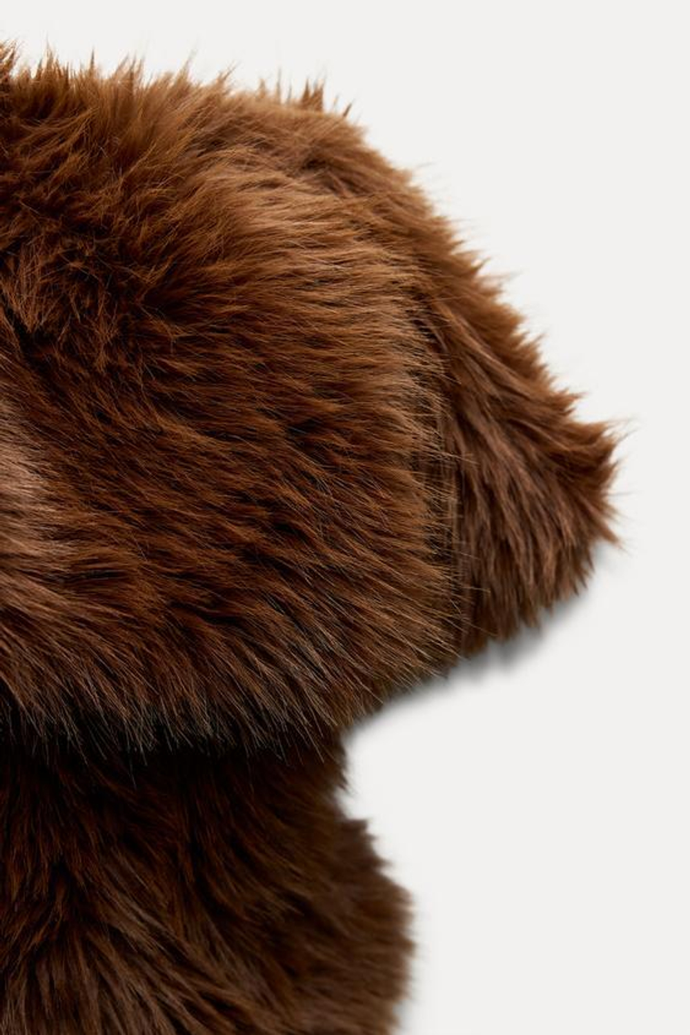 ZARA АСИММЕТРИЧНЫЙ ТОП ИЗ ИСКУССТВЕННОГО МЕХА - LIMITED EDITION, РЫЖЕВАТО-КОРИЧНЕВЫЙ