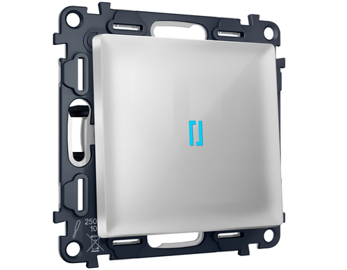 MA402060 Комплект механизма 1-кл выключателя с самовозвратом с подсветкой 10000K ALFA Серебро глянец QUANT (AP4020, VM113, G17B)