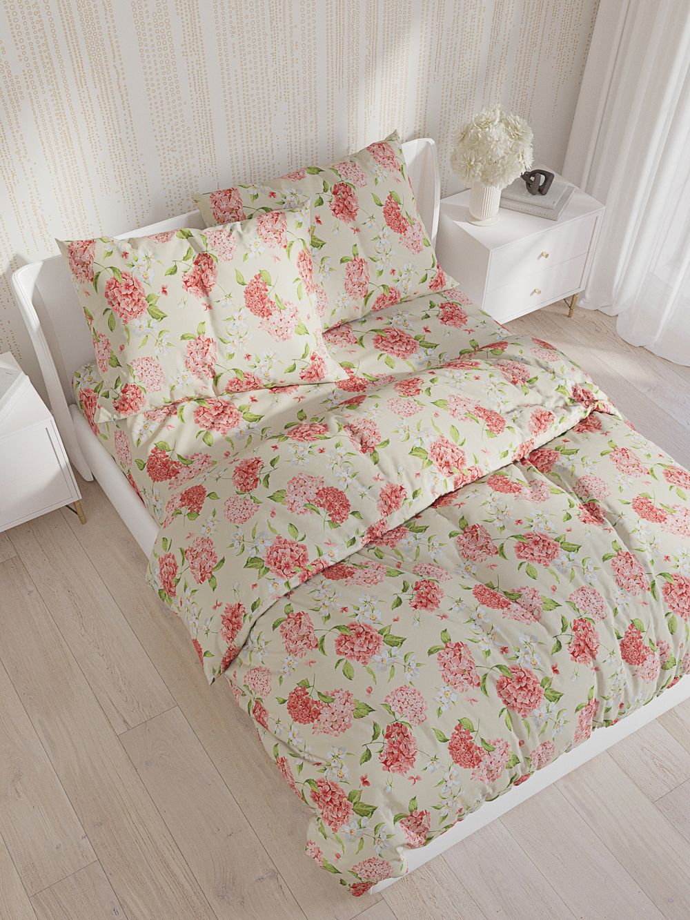 Простынь перкаль Сказка "Гортензия" 240x215 см