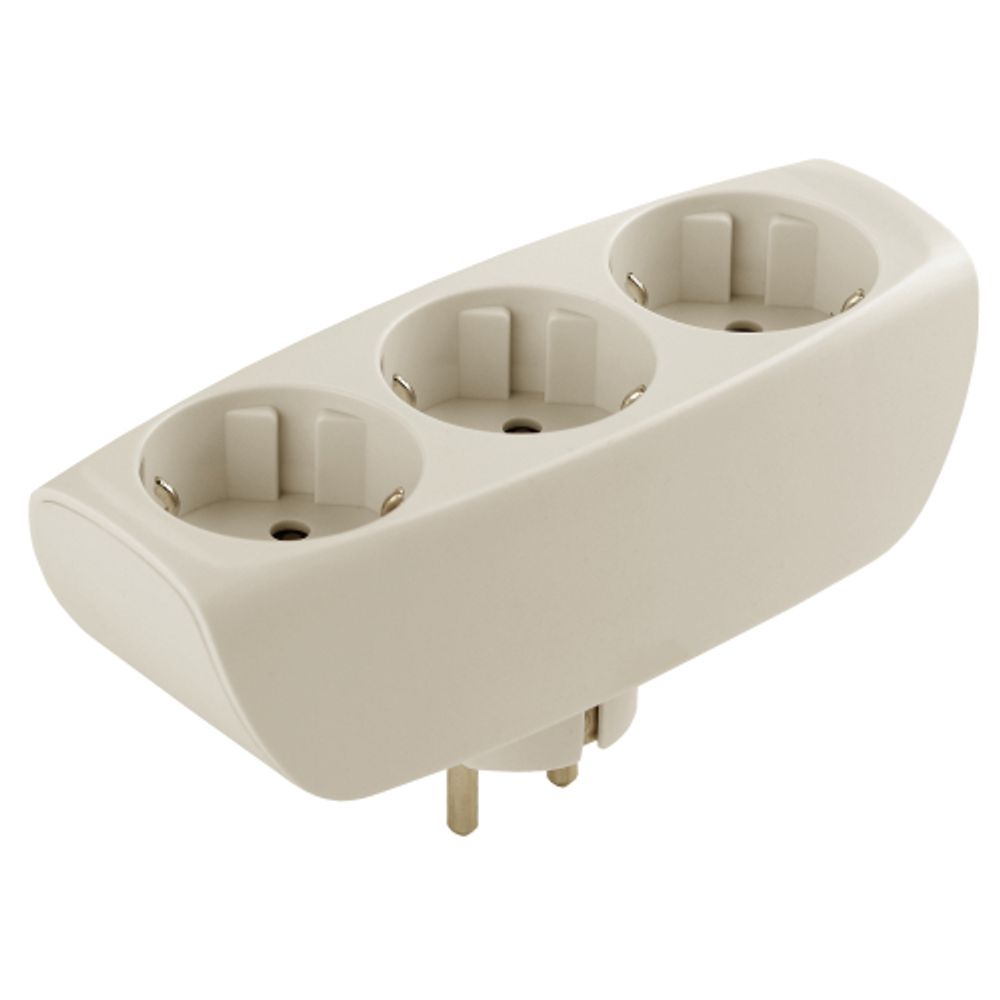 Разветвитель электрический ЭРА SP-3e-I на 3 розетки c заземлением со шторками 16А слоновая кость