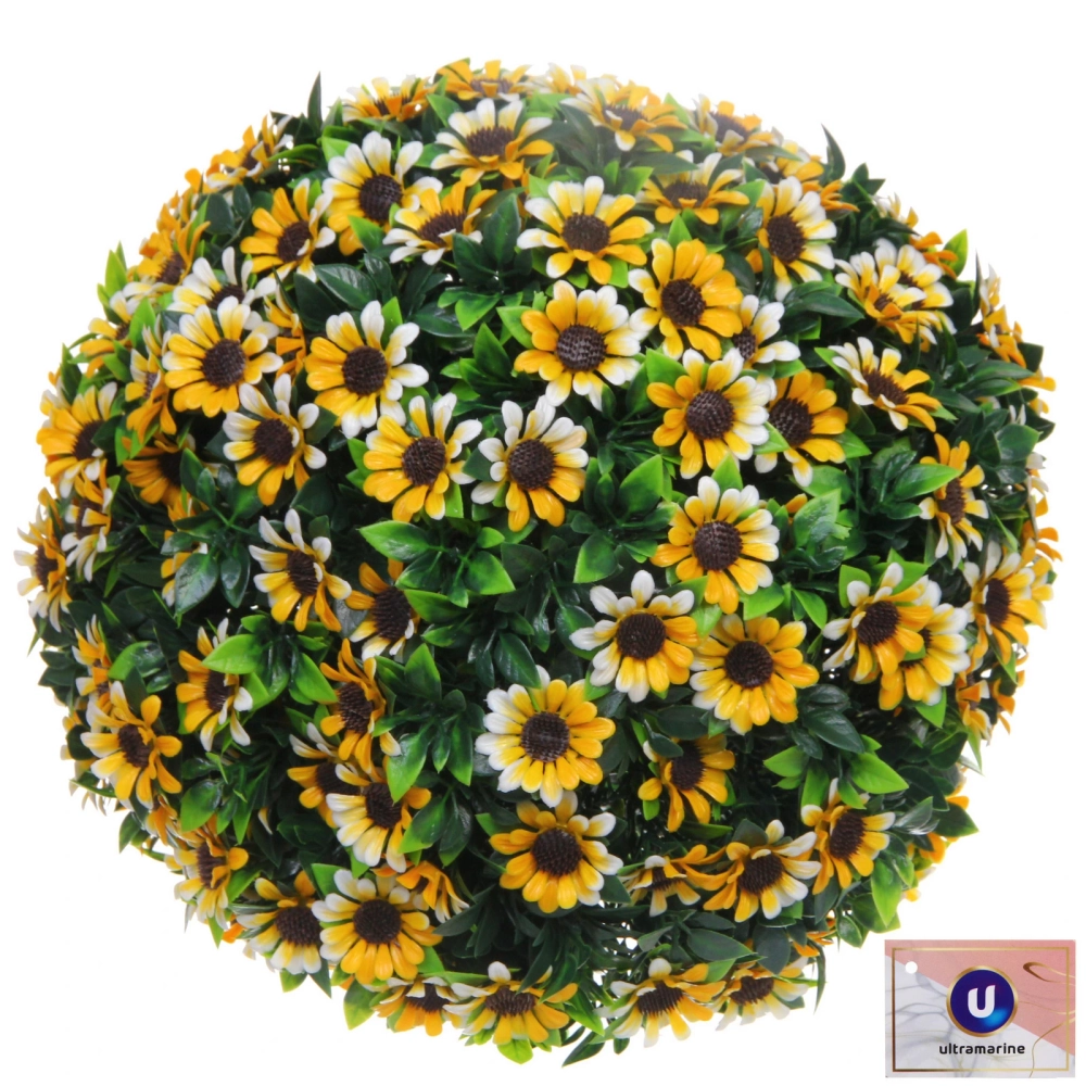 Искусственное растение шар «Самшит» цветы оранжевые D-30см Ultramarine