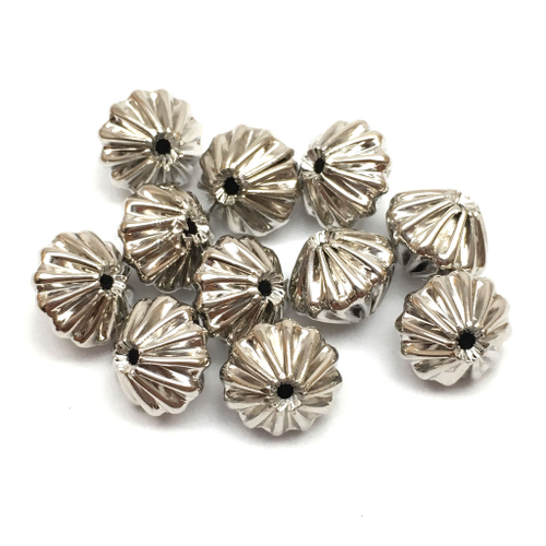 Бусины для украшений рифленые 9х8 мм, родий