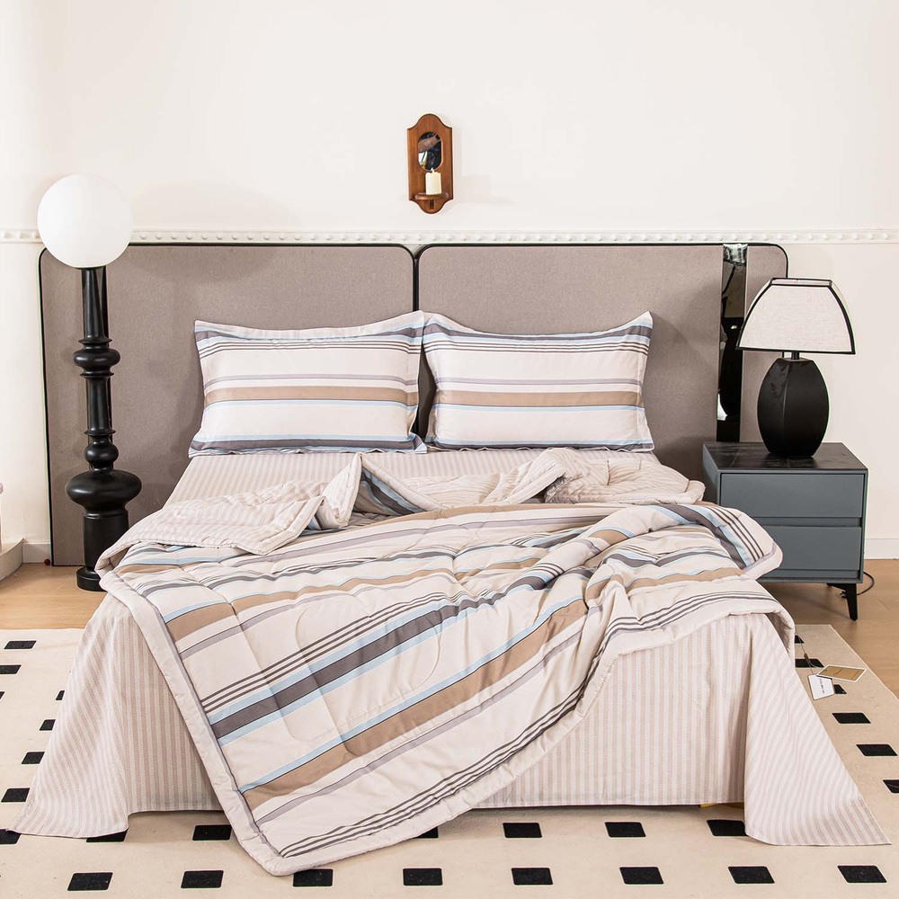 Комплект постельного белья Сатин с Одеялом 100% хлопок 160x80 на резинке OBR175