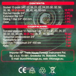 Набор инструментов ударных 21пр, 3/4''(12гр.) RockForce RF-6212-9MPB