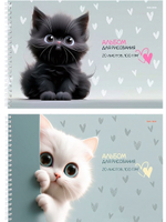 Альбом для рисования А4 20 листов "Милые котики-3" на гребне, 2 дизайна (Проф-Пресс)