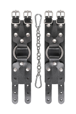 Наручники-браслеты с двумя ремешками натуральная кожа чёрные