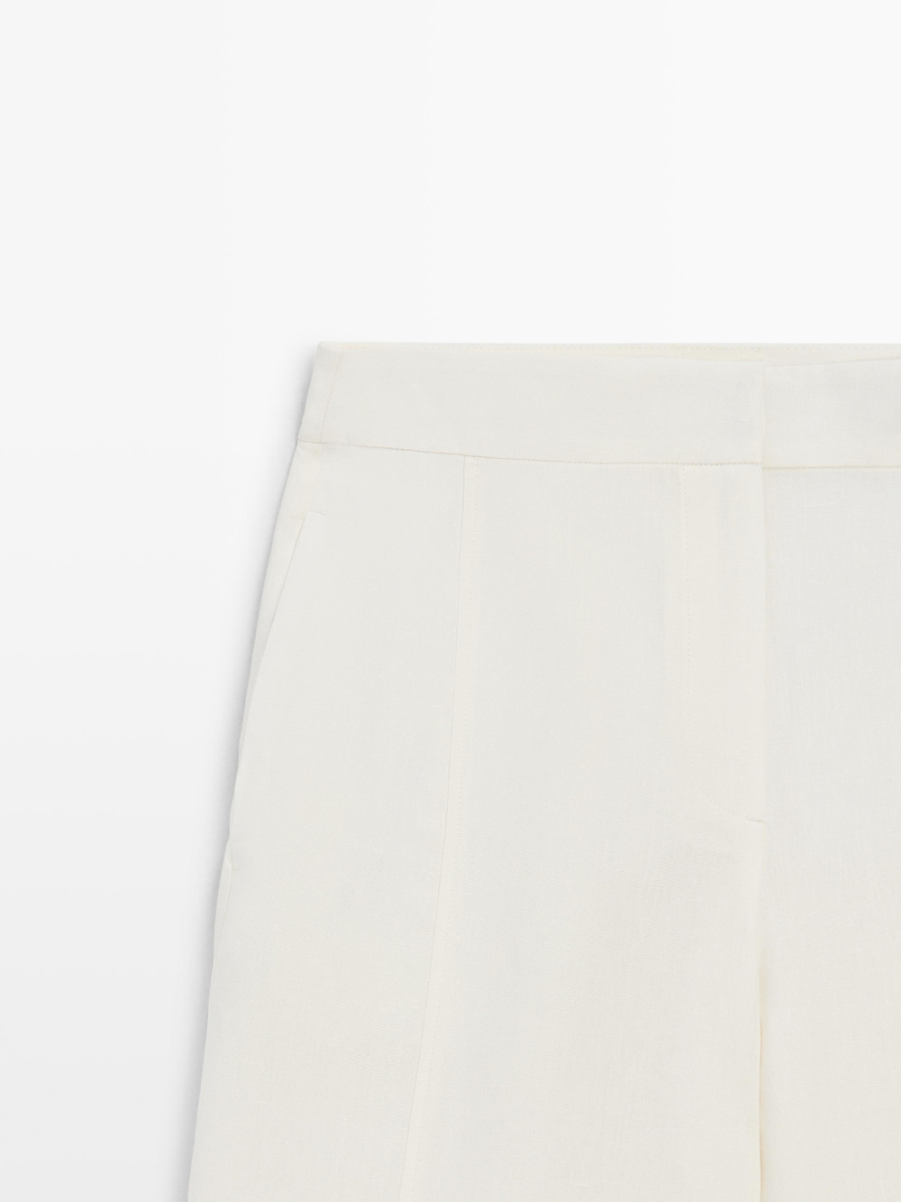 Massimo Dutti Льняные брюки прямого кроя, экрю