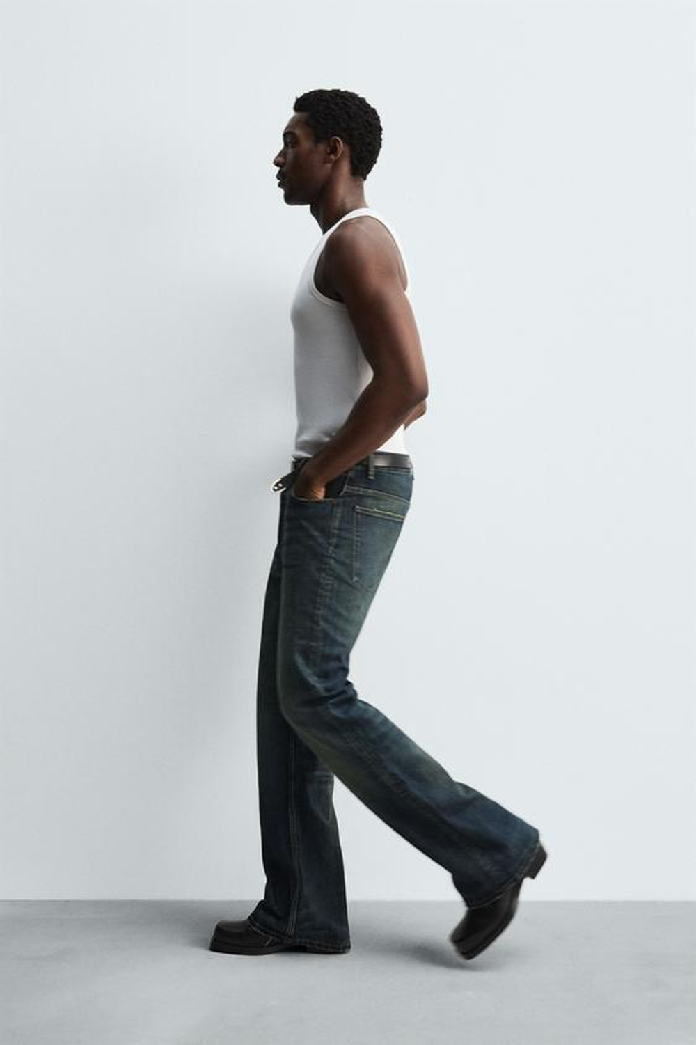 ZARA ДЖИНСЫ ШИРОКОГО КРОЯ, ЗЕЛЕНОВАТО-СИНИЙ