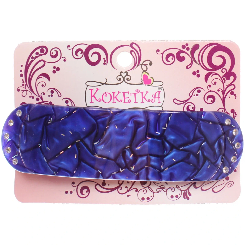 Заколка - автомат «ЭКЛЕР», форма прямоугольная, флекса, микс 5 цветов, 9*2,7см (блистер Кокетка)