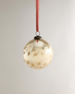 ZARA HOME УКРАШЕНИЯ ДЛЯ РОЖДЕСТВЕНСКОЙ ЁЛКИ В ФОРМЕ ШАРА С ЛИСТЬЯМИ, СЕРЕБРЯНЫЙ