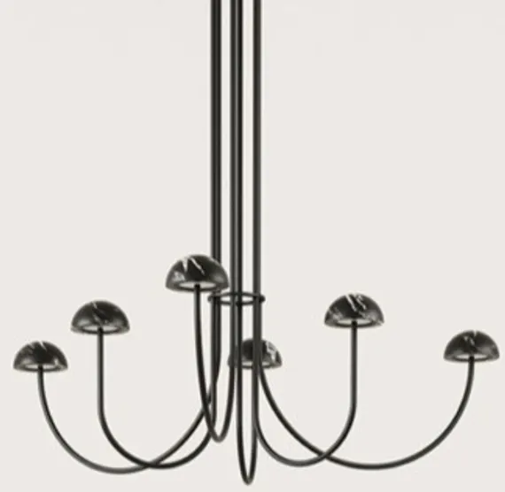 Подвесной светильник Dussa 6L черный металл / черный мрамор