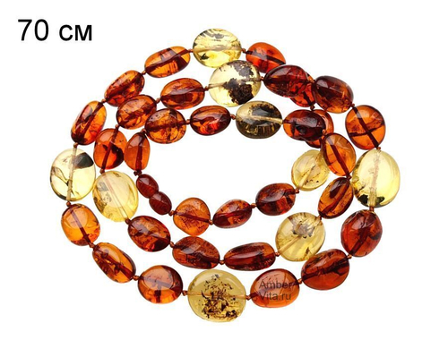 Бусы из янтаря удлинённые тёмно-коньячные (7121)