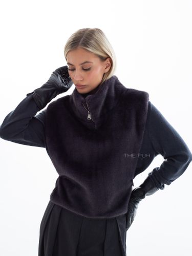 Графитовая манишка из эко-меха на молнии