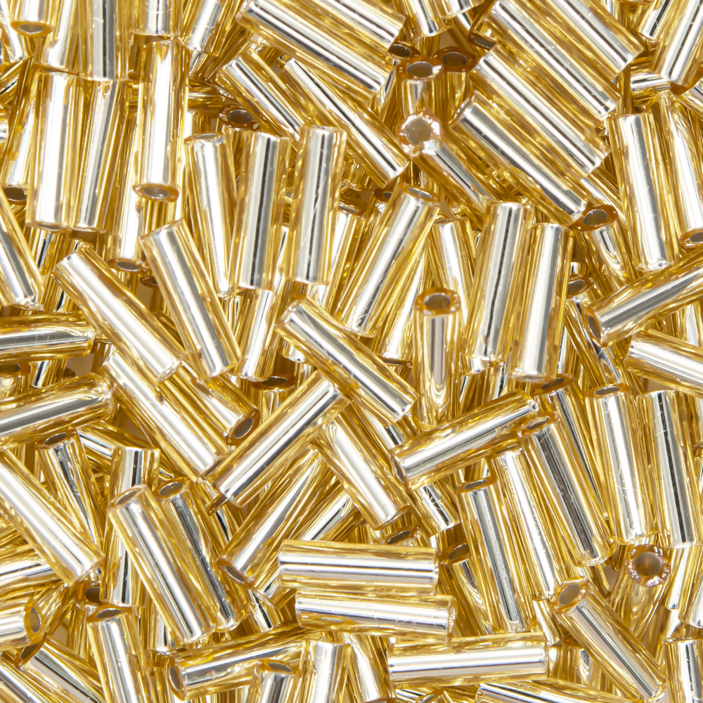 Японский бисер TOHO Bugle (стеклярус) 6mm (№22), с внутренним серебрением, прозрачный