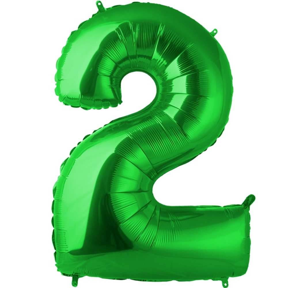 Шар фольгированный Цифра 2 101 см (Зеленый)