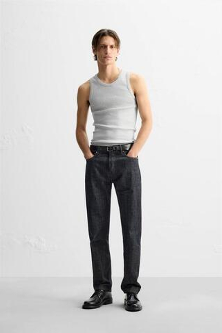 ZARA МАЙКА В РУБЧИК, СЕРЫЙ С МЕЛАНЖЕВЫМ ЭФФЕКТОМ