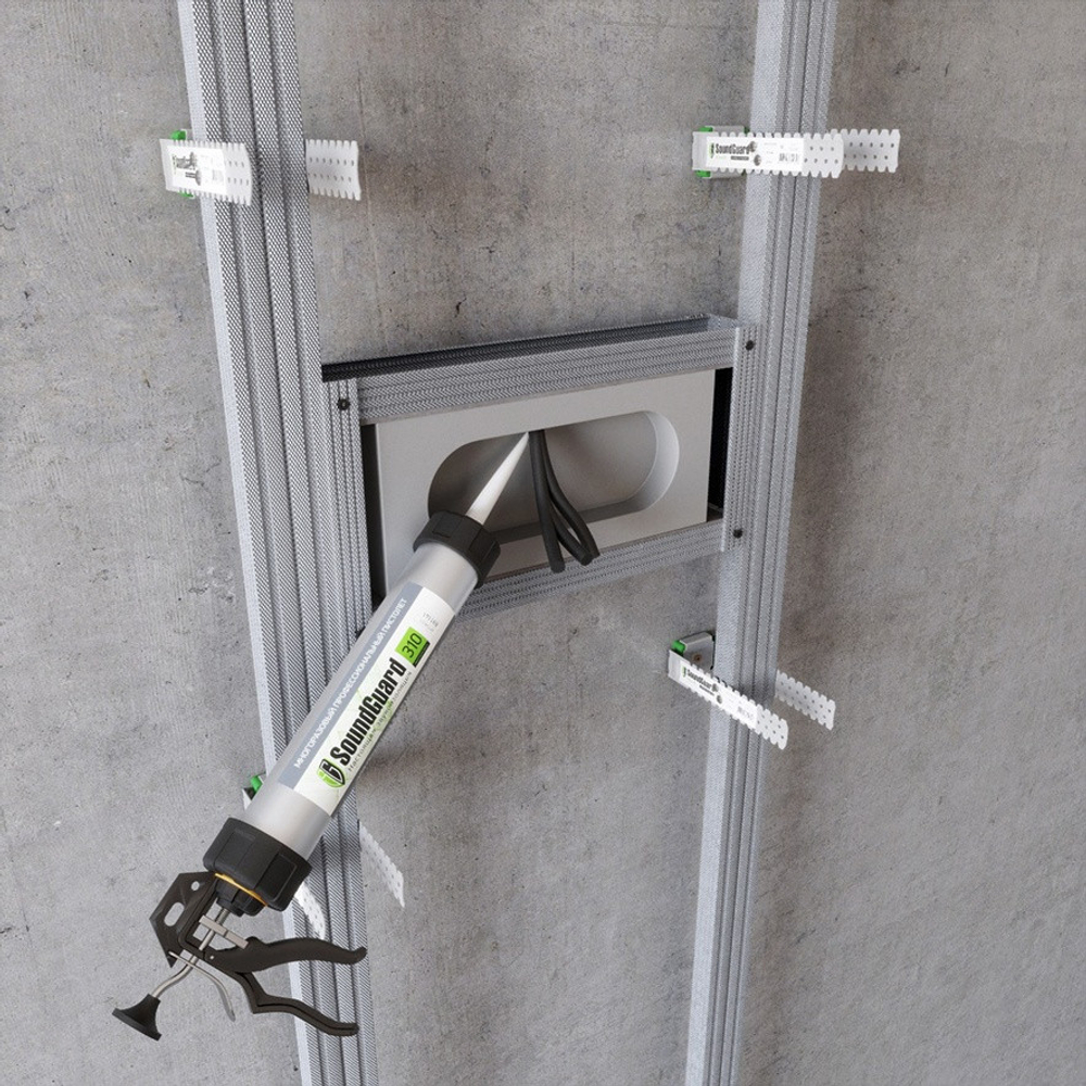 Подрозетник звукоизоляционный Soundguard S-Box 2 415032 двухсекционный 195х115х38 мм