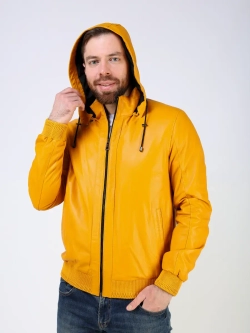 Куртка кожаная натуральная с капюшоном