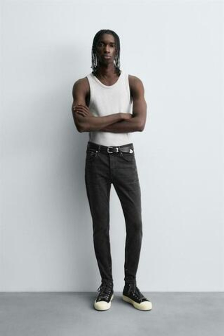 ZARA УКОРОЧЕННЫЕ ДЖИНСЫ SKINNY, УГОЛЬНЫЙ