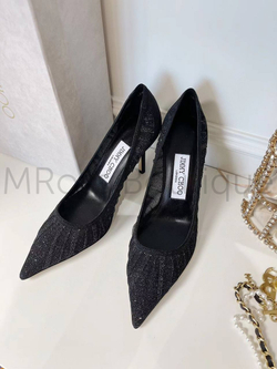 Черные туфли-лодочки Love 100 Jimmy Choo (Джимми Чу) из блестящей ткани песочного цвета