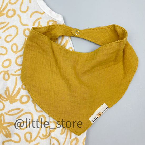 Песочник муслиновый Горчица, с нагрудником