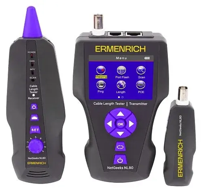 Измеритель длины кабеля Ermenrich NetGeeks NL80, фиолетовый