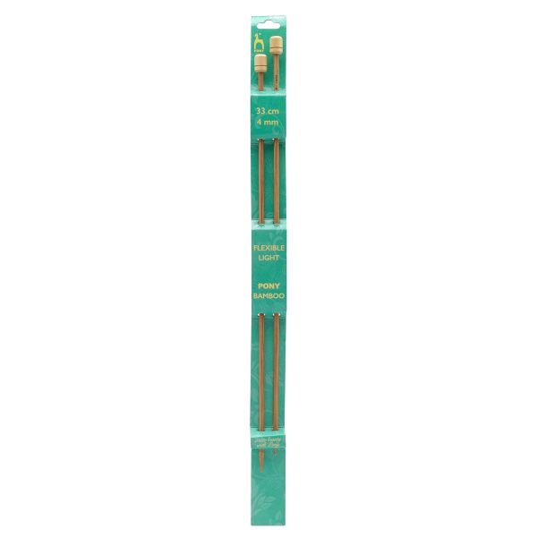 Спицы прямые Pony Bamboo ⌀4.0 мм, 33 см, бамбук, 2 шт, 66809