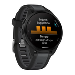 Спортивные часы Garmin Forerunner 165 Music, силиконовый ремешок цвета чёрный/синевато-серый AMOLED-дисплей. Ремешок с классической застёжкой — на запястье обхватом 126–203 мм