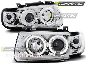 Передние фары VW Polo 3 6N angel eyes chrome