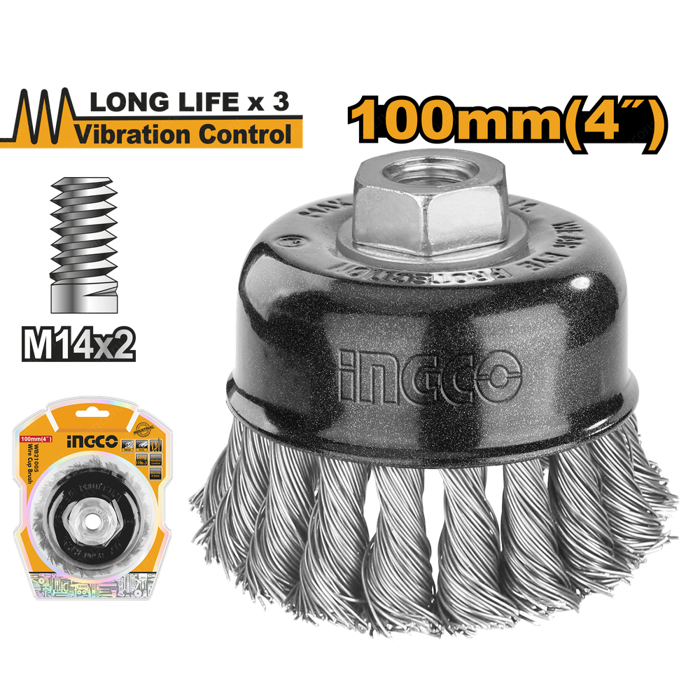 Проволочная щетка с гайкой 100 мм INDUSTRIAL