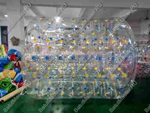 Аттракцион Водный роллер (Гидророллер) "Прозрачный с желто-синими держателями" ПВХ, 2.4*2.2*2.2 м