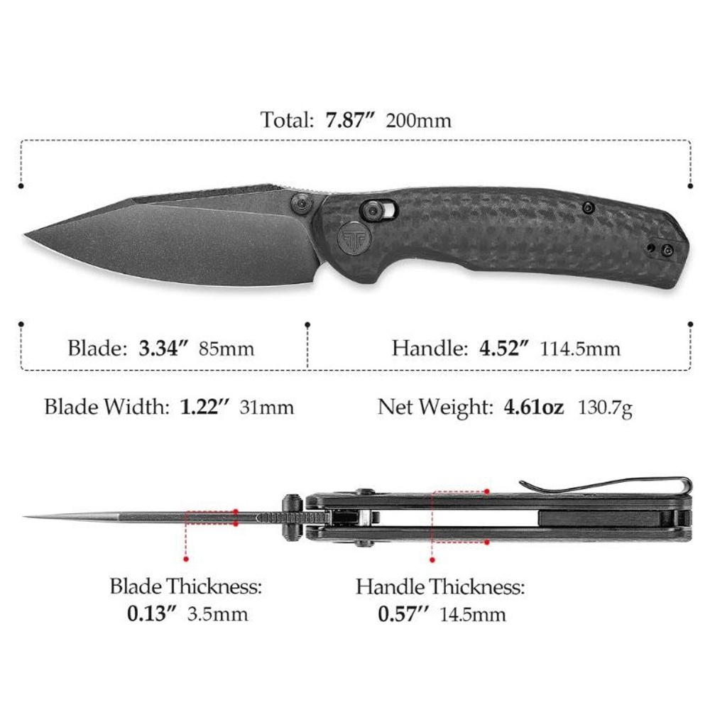 Складной туристический нож TRIVISA Hornet-CG клинок 14C28N рукоять G10 (черный-черный)