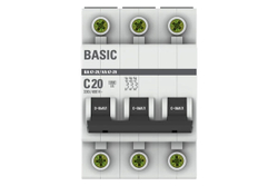 Выключатель автоматический модульный 3п C 20А 4.5кА ВА 47-29 Basic EKF mcb4729-3-20C