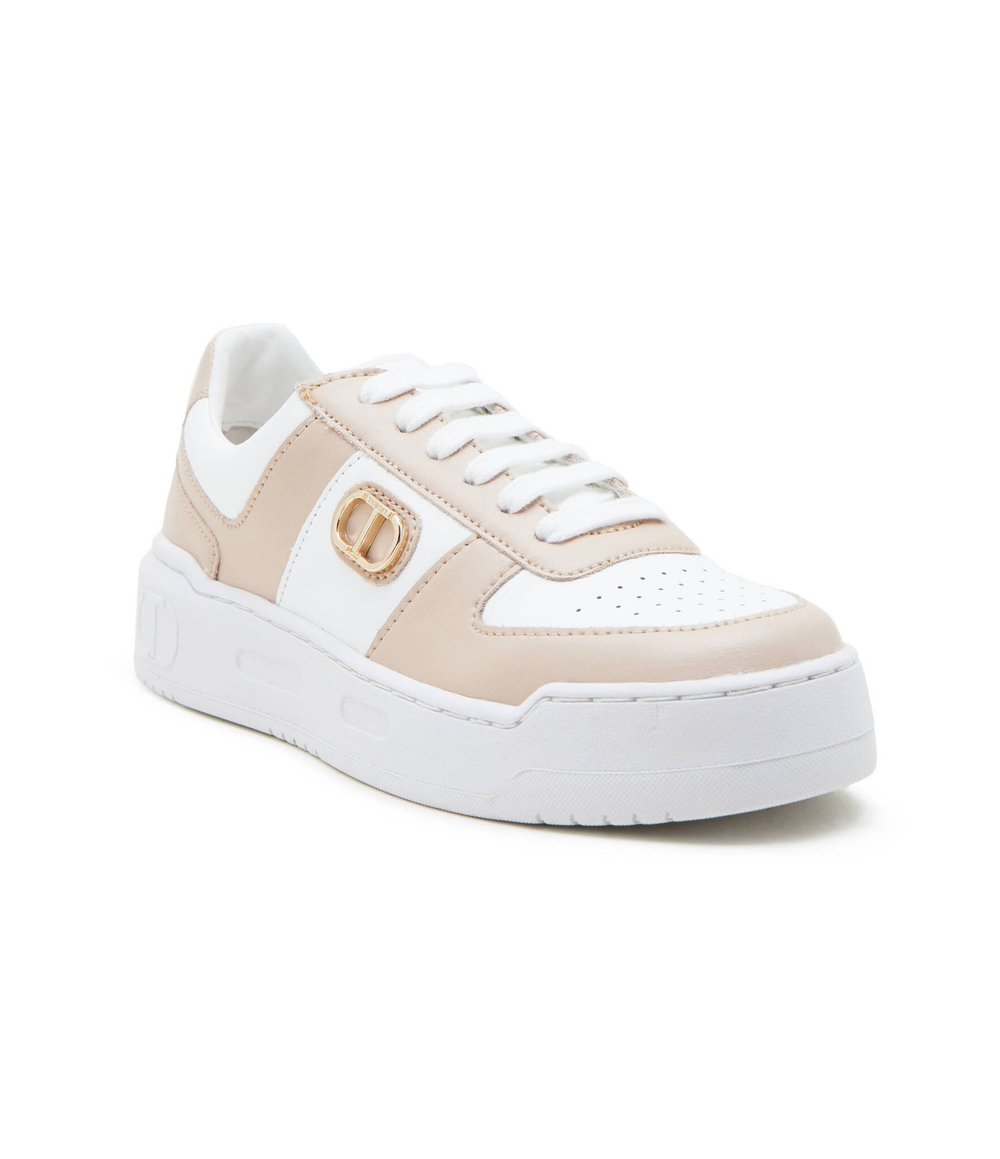 Кожаные кроссовки TWINSET - бежевый(241TCP030)