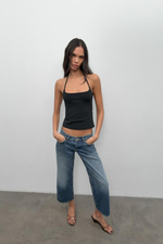 Джинсы TRF с низкой талией, короткими и широкими брючинами - ZARA