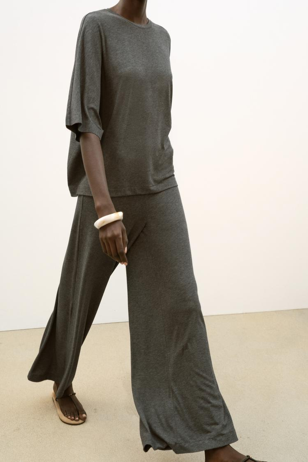 ZARA ТОП С РУКАВАМИ «ЛЕТУЧАЯ МЫШЬ», МЯГКИЙ СЕРЫЙ