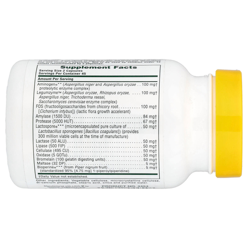 NaturesPlus, Acti-Zyme, средство для улучшения пищеварения, 90 веганских капсул